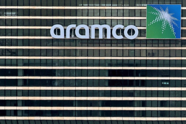 This picture shows Aramco tower at the King Abdullah Financial District (KAFD) in Riyadh on April 16, 2023.